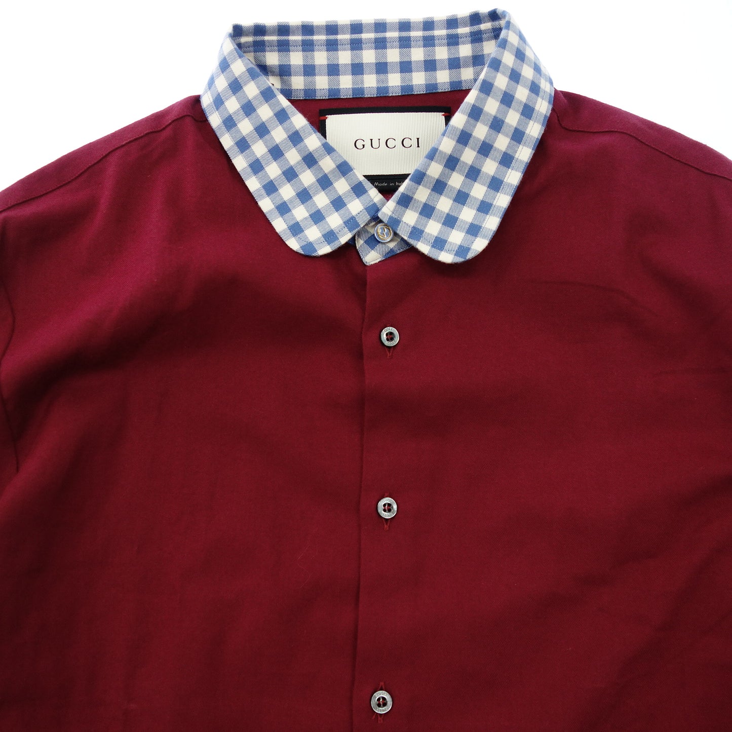 Gucci long sleeve shirt collar check 401299 Men's Red 41 GUCCI [AFB25] [Used] 