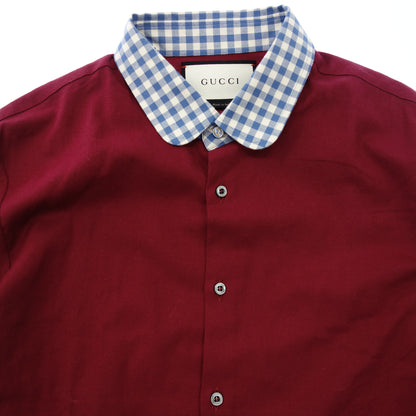 Gucci long sleeve shirt collar check 401299 Men's Red 41 GUCCI [AFB25] [Used] 