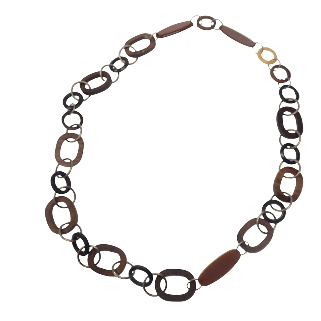 Good condition ◆ Marni necklace wood silver metal fittings brown MARNI [AFI7] 