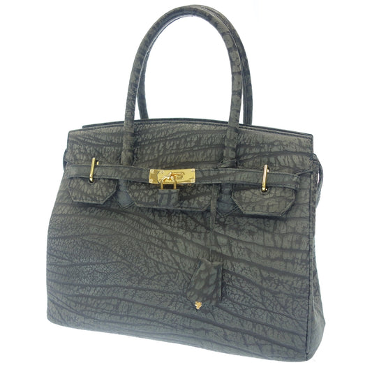Good condition ◆ No-brand handbag Elephant design Birkin type Gold hardware Gray [AFE10] 