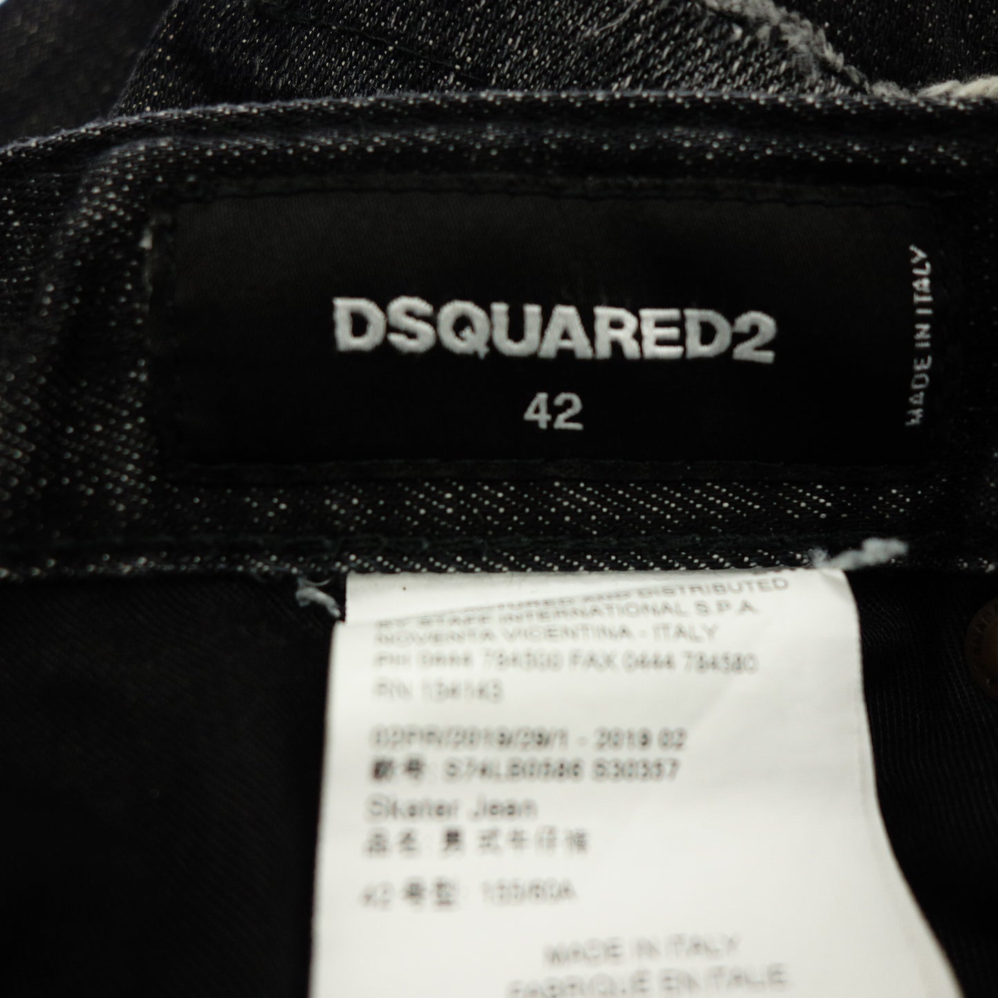 美品◆ディースクエアード デニムパンツ ダメージ加工 Skater Jean 19AW メンズ ブラック系 サイズ42 Dsquared2【AFB22】