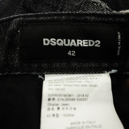 美品◆ディースクエアード デニムパンツ ダメージ加工 Skater Jean 19AW メンズ ブラック系 サイズ42 Dsquared2【AFB22】