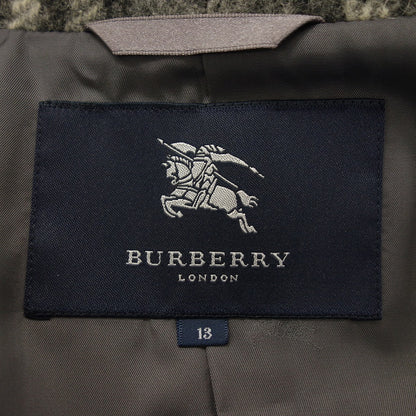 美品◆バーバリーロンドン ウールコート グレー ストライプ レディース グレー サイズ13 BURBERRY LONDON【AFA13】