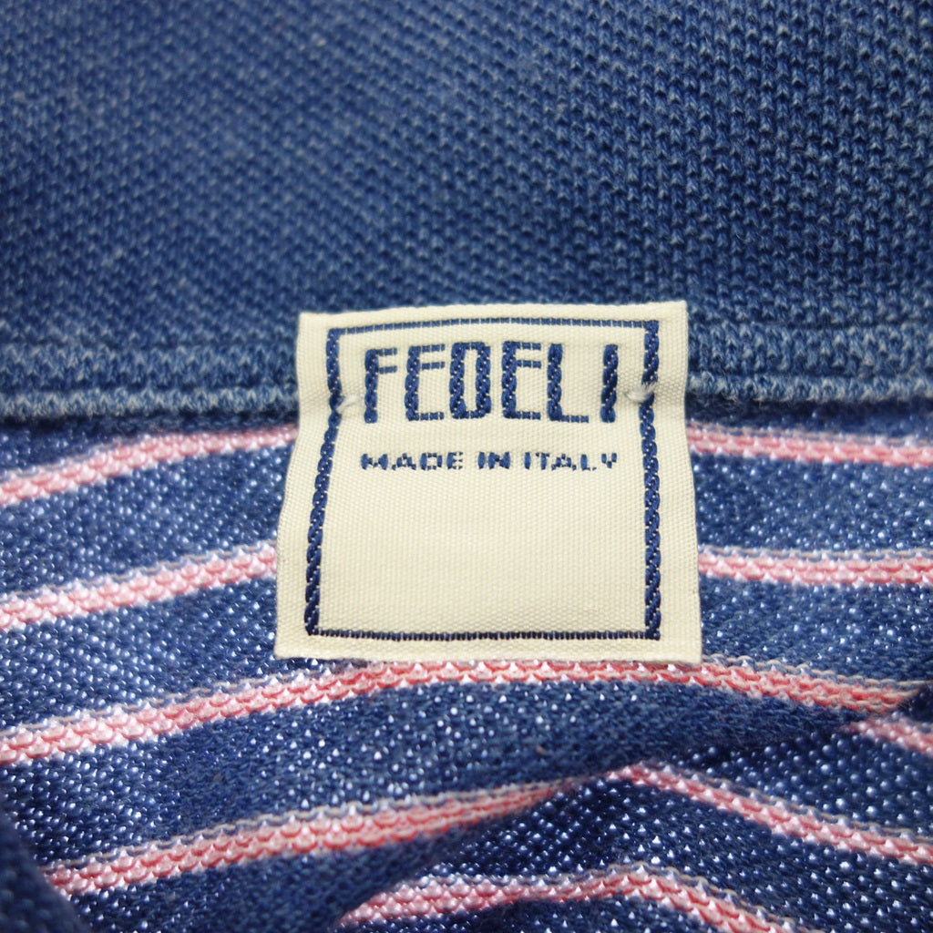 Used ◆Fedeli Polo Shirt Striped Men's Navy x Red No Size Notation FEDELI [AFB45] 