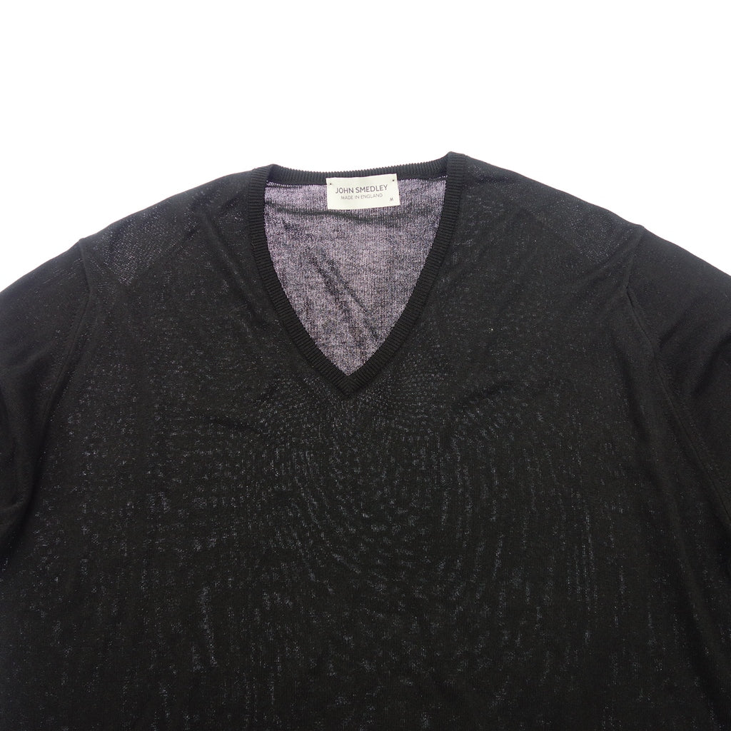 Very good condition ◆ JOHN SMEDLEY V-neck knit sweater Sea Island cotton 30 gauge Men's Size M Black JOHN SMEDLEY [AFB12] 