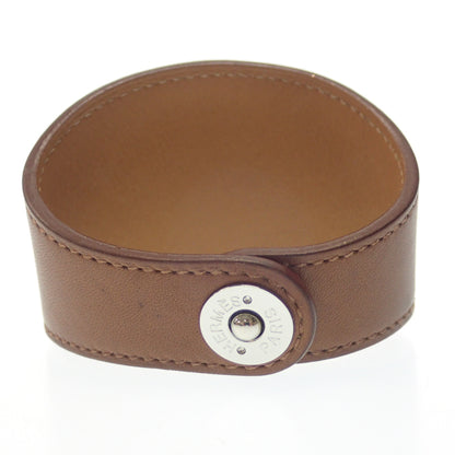 Good Condition◆Hermes Leather Bangle Bracelet H Logo □K Engraved S Size Brown HERMES [AFI12] 