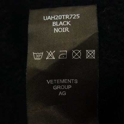 状况良好 ◆ Vetements 徽标连帽衫派克大衣套头衫大标签男式 S 码黑色 VETENENTS [AFB37] 