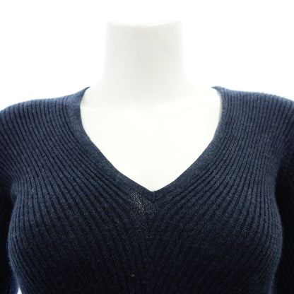 Hermes Dress Knit V-neck Navy Size XS Women's Navy HERMES [AFB37] [Used] 