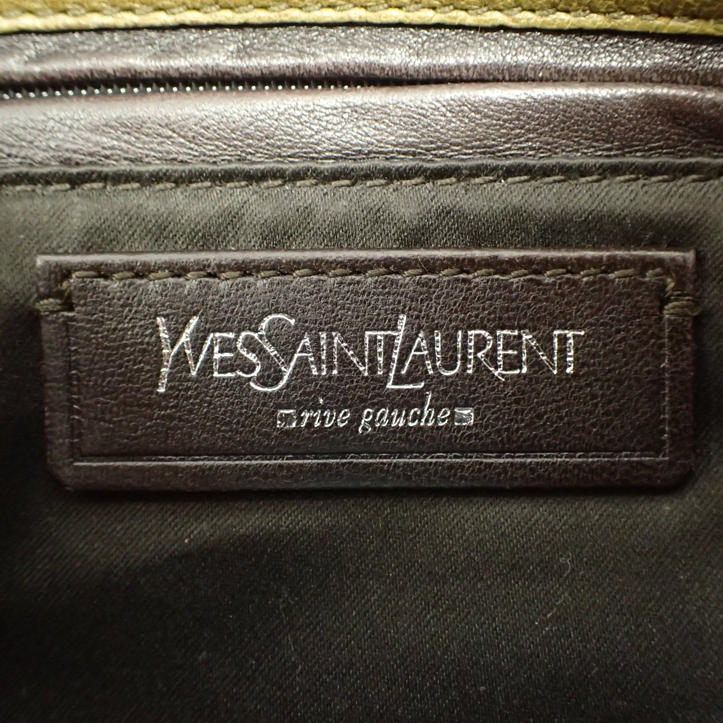 イヴサンローランハンドバッグ レザー オリーブ YVES SAINT LAURENT【AFE2】【中古】