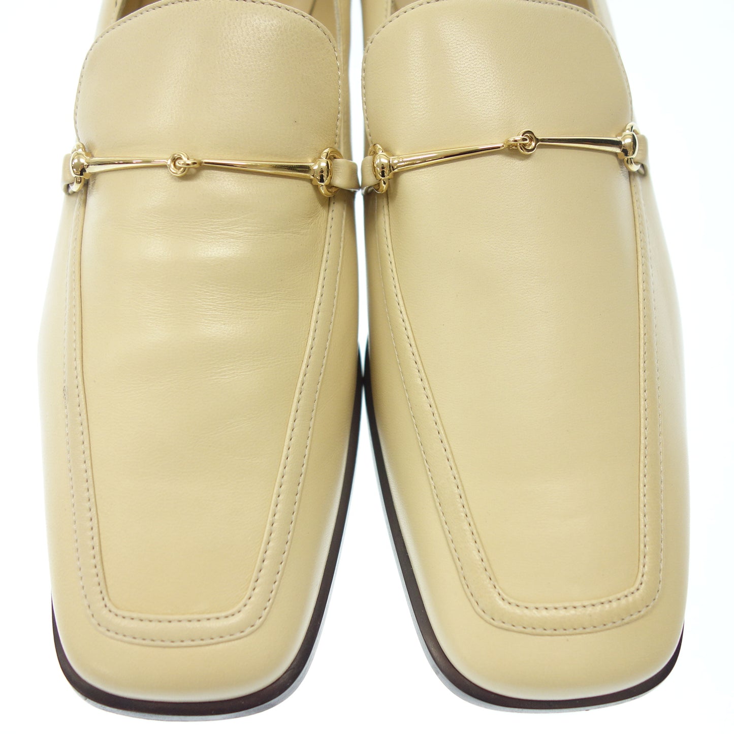 Good condition ◆ Gucci leather loafers enamel beige gold hardware size 37.5 ladies GUCCI [AFD8] 