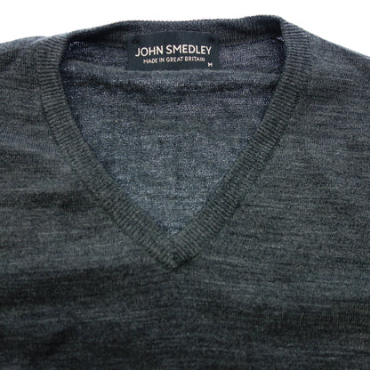 Good condition◆JOHN SMEDLEY Sweater 100% Wool V-neck Gray M Men's JOHN SMEDLEY [AFB12] 