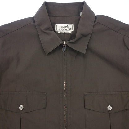 Good Condition◆Hermès 20SS Half Zip Short Sleeve Shirt Cotton Gray Men's Size 39 Hermès [AFB33] 