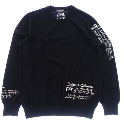 Dolce &amp; Gabbana Knit Sweater Embroidery Cashmere 100 Men's Black 52 DOLCE&amp;GABBANA [AFB3] [Used] 