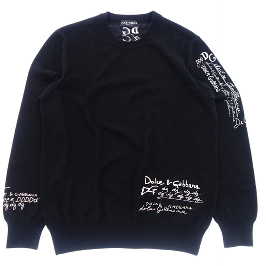 ドルチェ&ガッバーナ ニットセーター 刺繍 カシミヤ100 メンズ ブラック 52 DOLCE&GABBANA【AFB3】【中古】