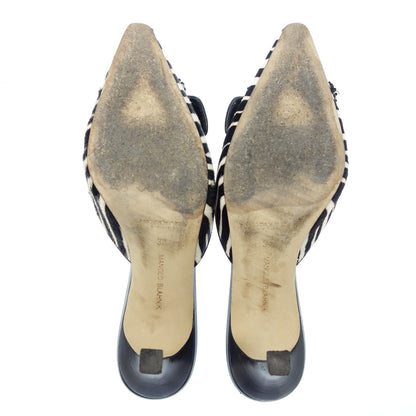 Used ◆Manolo BLAHNIK Harako Leather Bijou Heel Pumps Women's Size 36 Black MANOLO BLAHNIK [AFC35] 