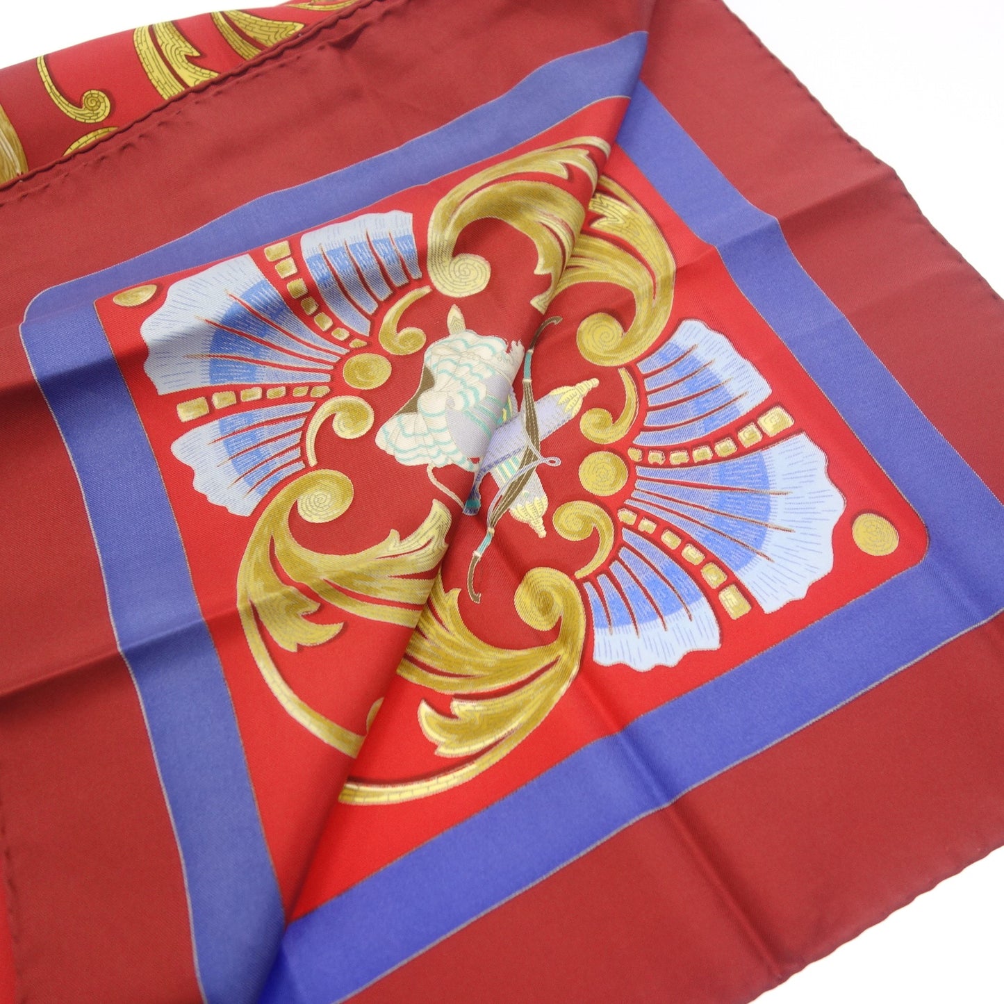 Used ◆Hermes Carre 90 Scarf Silk Cheval Turc Turkish Horse Red HERMES [AFI22] 