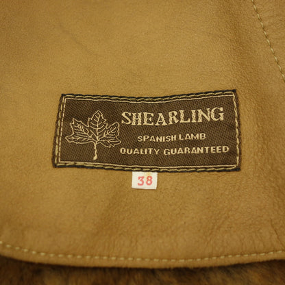 Good condition ◆ No-brand shearling fur coat Made in Spain Ladies size 38 Camel style [AFA14] 