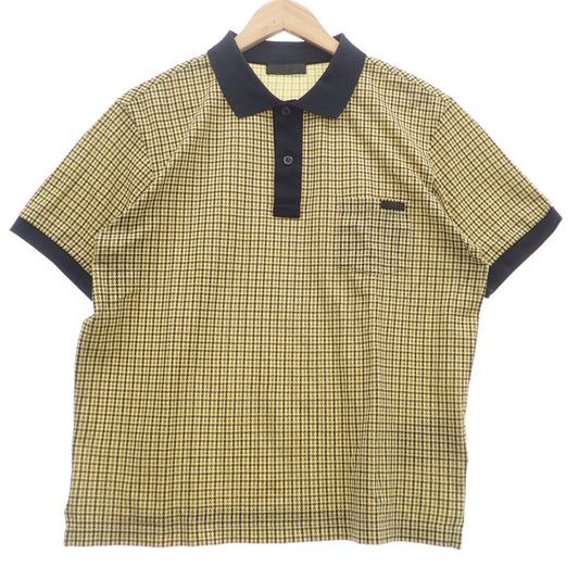 Prada polo shirt houndstooth pattern men's L yellow PRADA [AFB25] [Used] 