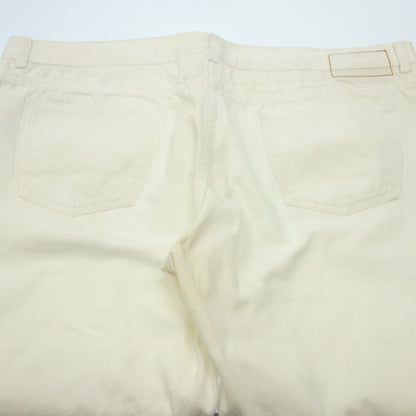 Used ◆Hermes Denim Pants Cotton Leather Patch Serie Button Size 52 Men's White HERMES [AFB35] 