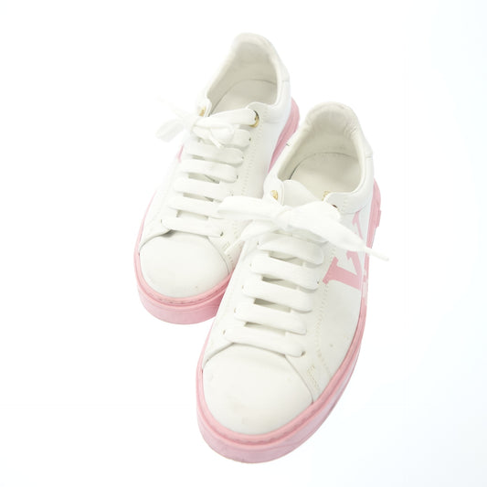 Used ◆Louis Vuitton leather sneakers Time Out Monogram Women's White x Pink Size 36.5 LOUIS VUITTON [AFC33] 