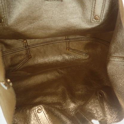 二手 Tiffany 手提包 皮革 x 绒面革 双面 金色 TIFFANY &amp; Co [AFE11] 