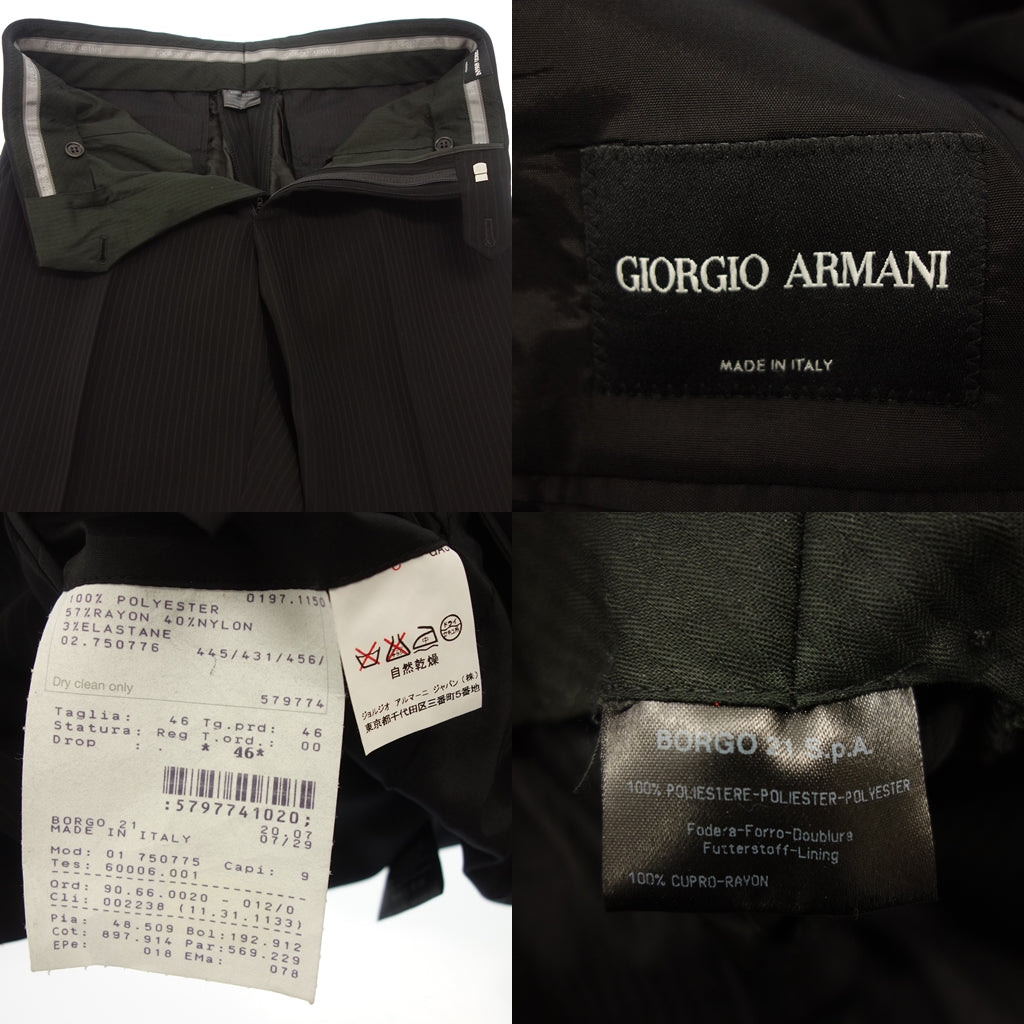 品相良好◆乔治阿玛尼西装套装黑色条纹尺寸 46 男式 GIORGIO ARMANI [AFA10] 