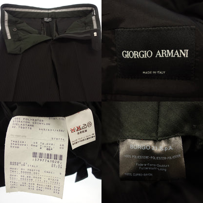 美品◆ジョルジオ アルマーニ スーツ セットアップ ブラック ストライプ サイズ46 メンズ GIORGIO ARMANI【AFA10】