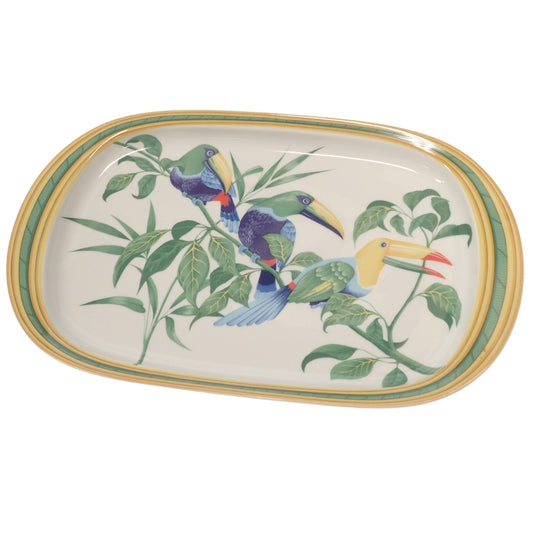 Good Condition◆Hermes Plate Tucan Oval Plate Multicolor HERMES [AFI19] 