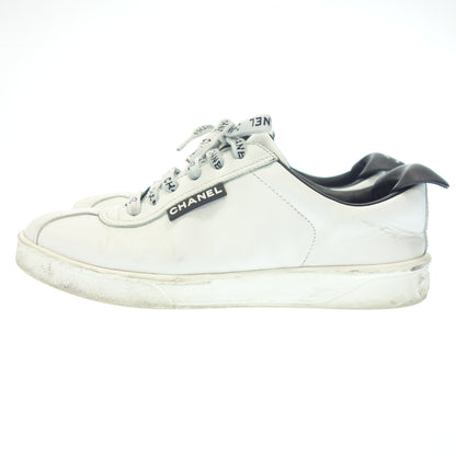 Used ◆CHANEL low cut sneakers here mark heel logo calf leather bicolor ladies white x black size 35 G34085 CHANEL [AFC20] 