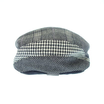 Good condition◆Borsalino Casquette Corduroy Switch 20% Wool 80% Cotton Glen Check Black Size 61 Borsalino [AFI19] 