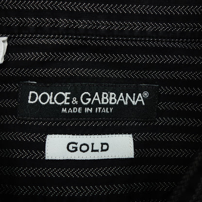 状况良好◆Dolce &amp; Gabbana 长袖条纹衬衫男式黑色尺寸 41 DOLCE&amp;GABBANA [AFB29] 
