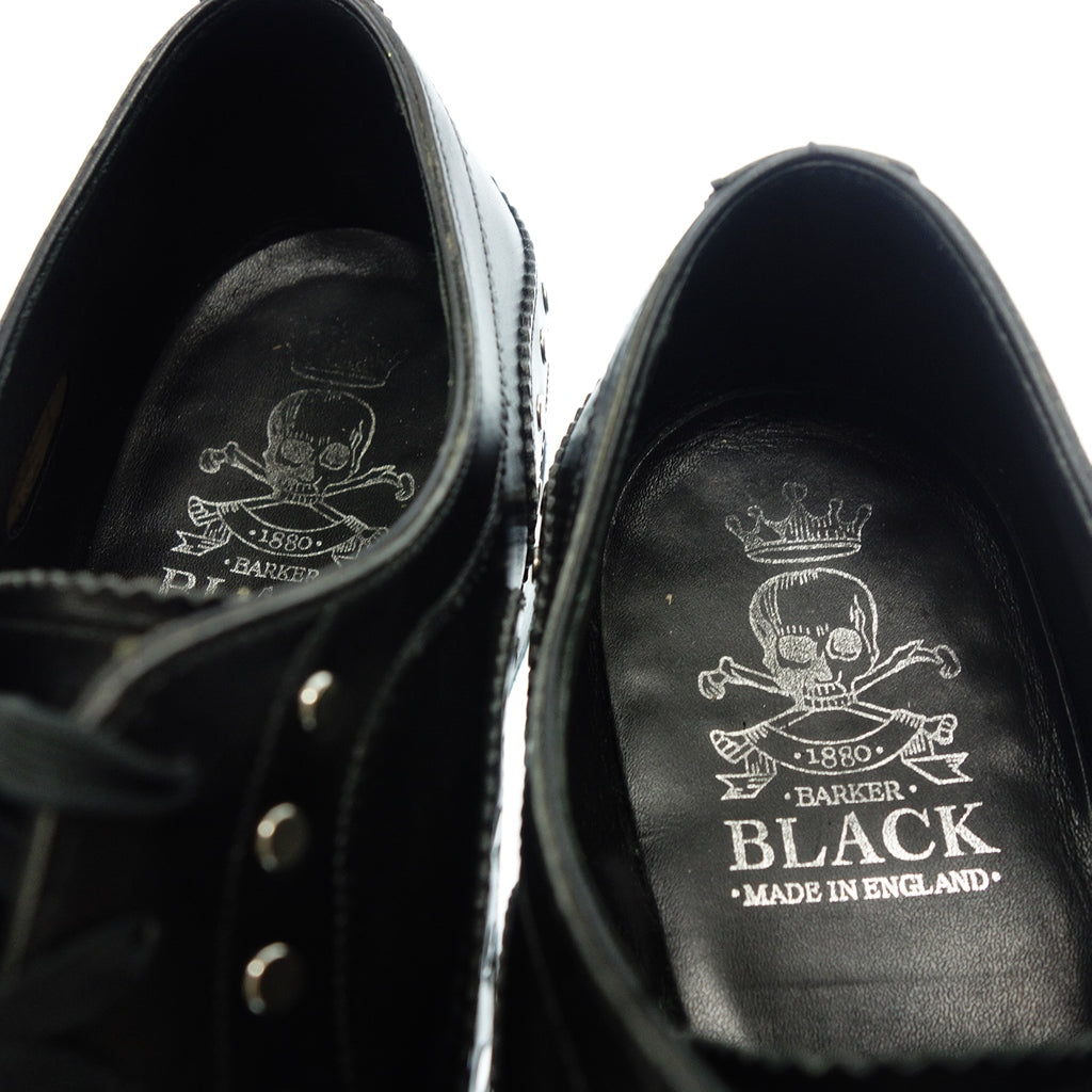 美品◆バーカーブラック レザーシューズ ウイングチップ スタッズ メンズ 7.0 ブラック Barker Black【AFC47】