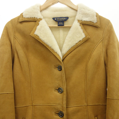 Used Brooks Brothers Shearling Coat Women's Beige Size 2 [AFA23] 