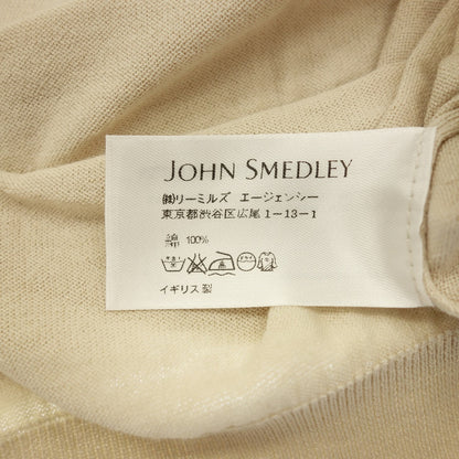 Very good condition ◆ JOHN SMEDLEY V-neck knit sweater Sea Island cotton 30 gauge Men's size M Beige JOHN SMEDLEY [AFB13] 