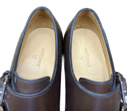 新品同様◆ジョンロブ レザーシューズ ダブルモンク ナセビー 茶 6.5D JOHN LOBB