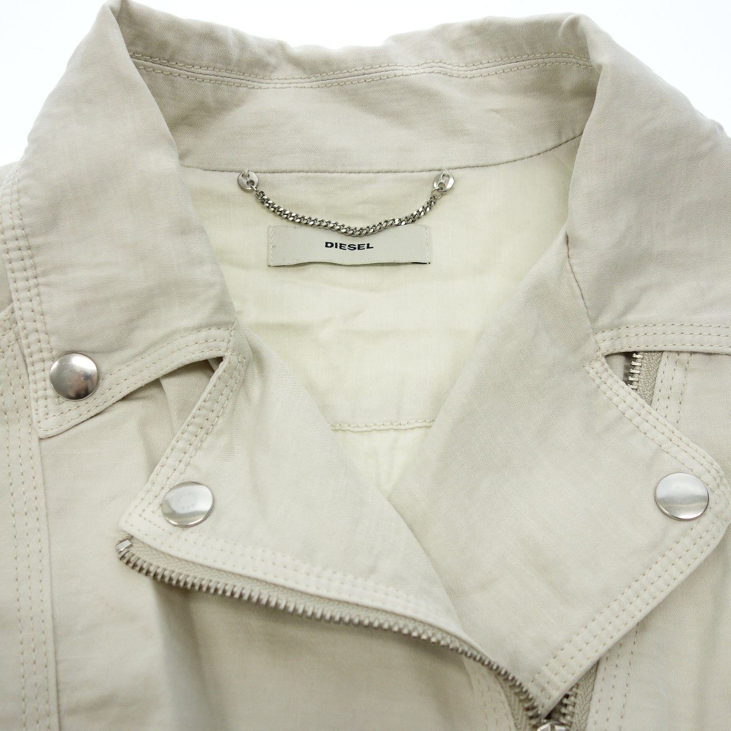 Good condition◆Diesel double riders jacket beige linen cotton ladies S DIESEL [AFB2] 