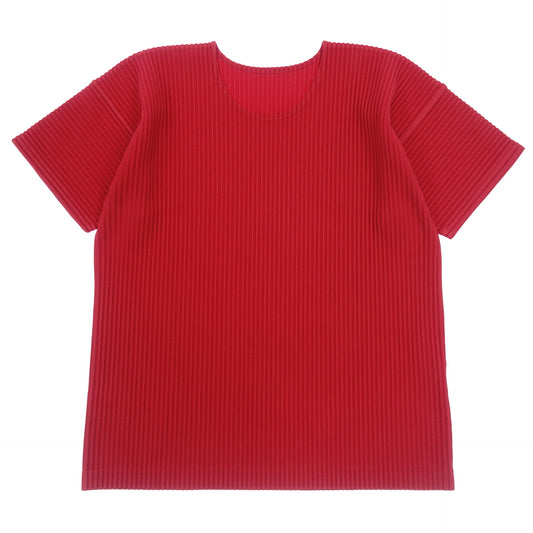 Good Condition◆Issey Miyake HOMME PLISSE Short Sleeve T-shirt Cut and Sew Pleated HP71JK117 Men's Size 3 Red ISSEY MIYAKE HOMME PLISSE [AFB30] 