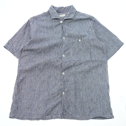 WAREHOUSE Short Sleeve Shirt Hickory Italian Color 40 Men's Navy/White WAREHOUSE [AFB8] [Used] 