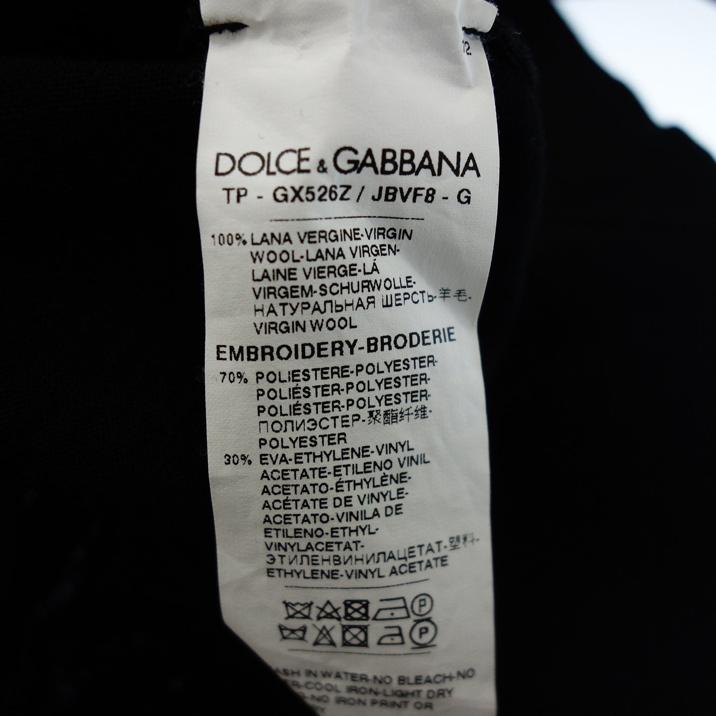 Dolce &amp; Gabbana 针织毛衣 徽标刺绣 男士 黑色 52 DOLCE&amp;GABBANA [AFB19] [二手] 