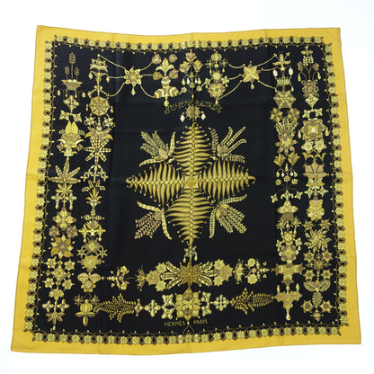 Hermes Carre 90 Scarf Silk Black x Gold Women's HERMES [AFI20] [Used] 