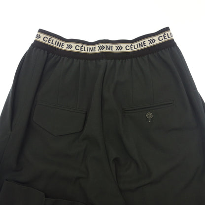 Good condition ◆ Celine Phoebe period waist logo elastic wide pants navy size 38 2 1V33 261C CELINE [AFB21] 