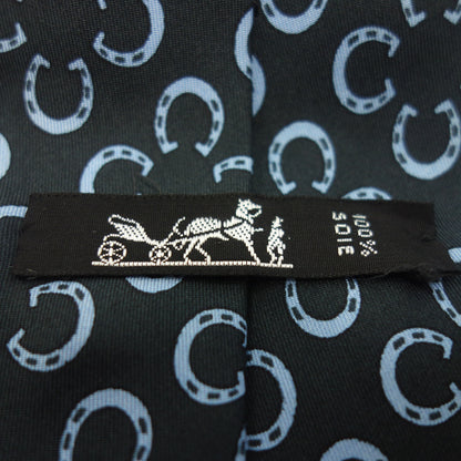 Used ◆Hermes tie horseshoe all over pattern silk navy HERMES [AFI5] 