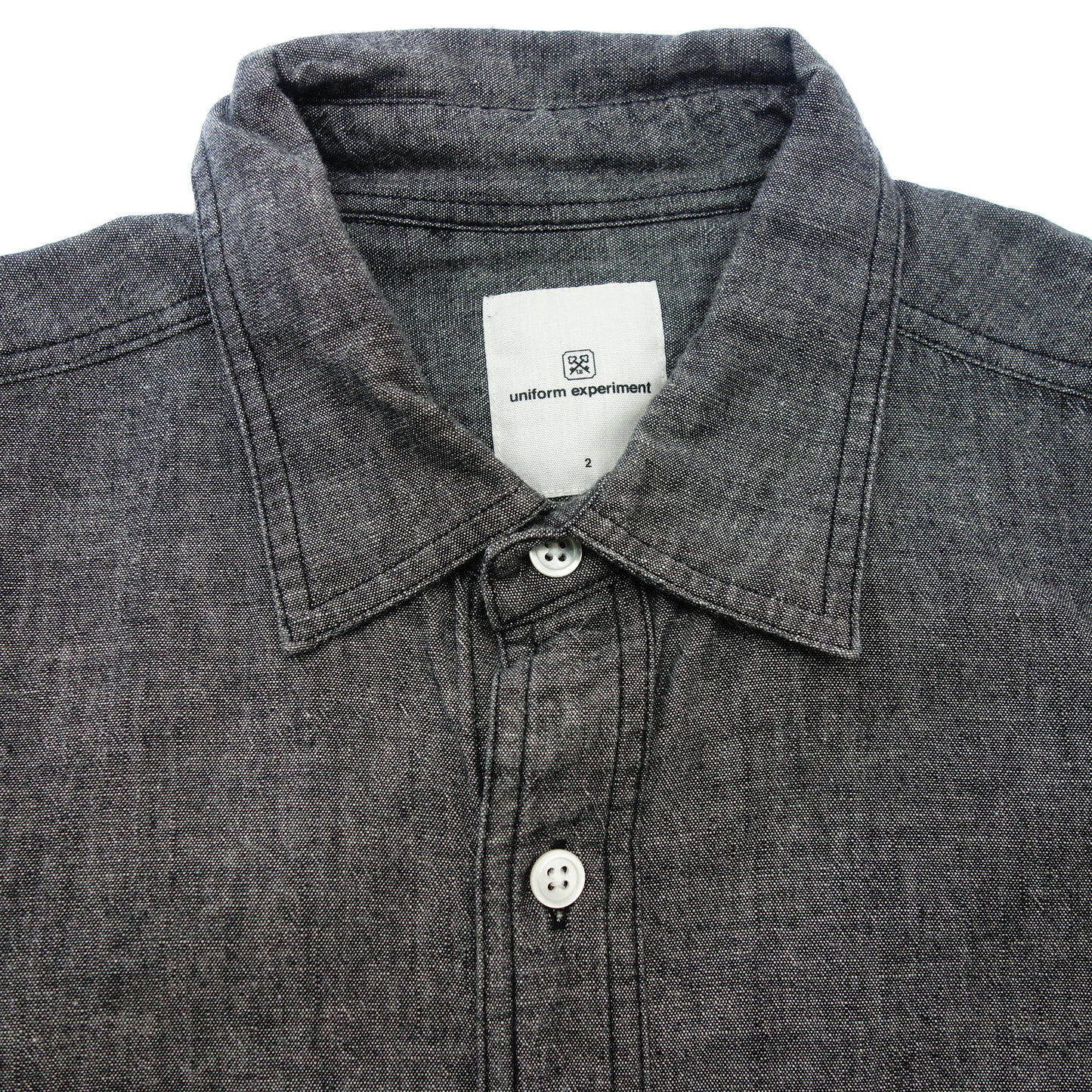 Very good condition ◆ Uniform Experiment Chambray Shirt Short Sleeve 18SS Men's Size 2 Gray uniform experiment [AFB3] 