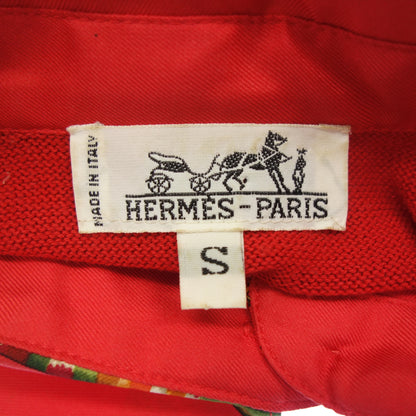 Good Condition◆Hermes Knit Polo Shirt Silk x Cashmere x Cotton Scarf Pattern Women's Red Size S HERMES [AFB23] 