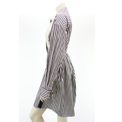 Very good condition ◆ Sacai Shirt Dress Cotton Poplin Dress Striped 23-06529 Blue Size 2 Ladies sacai [AFB32] 