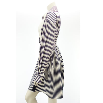 極美品◆サカイ シャツワンピース Cotton Poplin Dres ストライプ 23-06529 ブルー サイズ2 レディース sacai【AFB32】