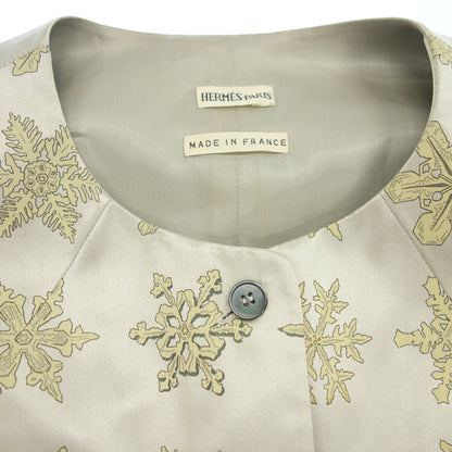 Used ◆Hermes Vest Sleeveless Margiela Period Silk Crystal Pattern Silver Size 38 Ladies HERMES [AFB28] 