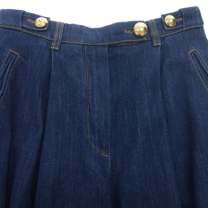 Good condition ◆ Louis Vuitton wide pants gold button RW131A 13SS size 38 ladies blue LOUIS VUITTON [AFB43] 