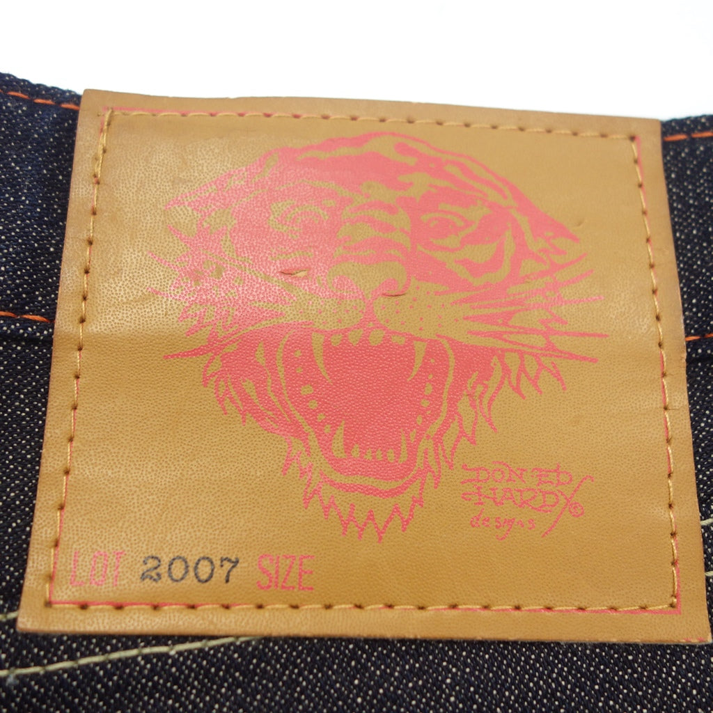 Used Ed Hardy Denim Denim Pants with Embroidery &amp; Patches Lot2007 Men's Size 30 Indigo Ed Hardy DENIM [AFB51] 