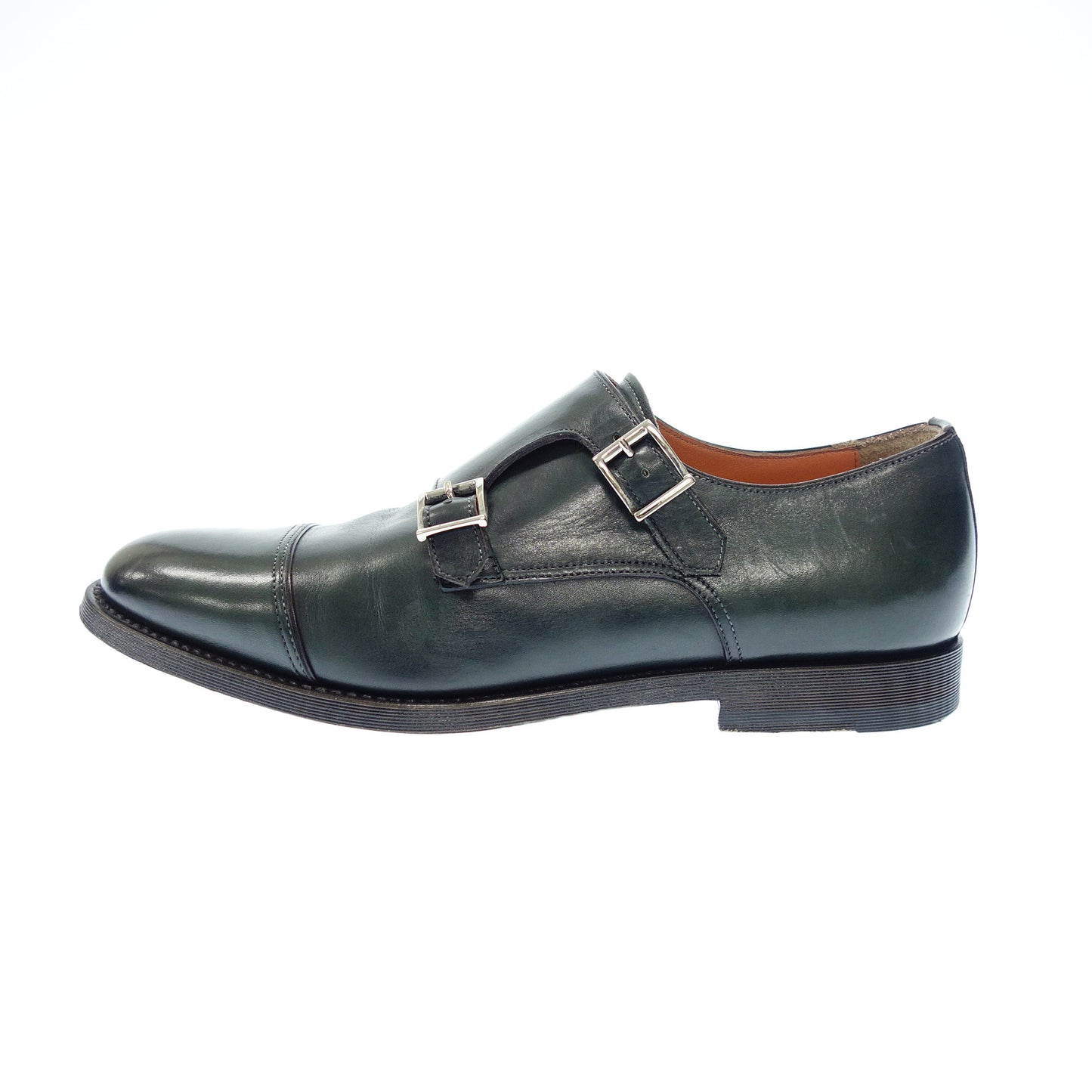 Santoni Straight Tip Double Monk Strap 7749 Men's 5 Green santoni [AFC53] [Used] 